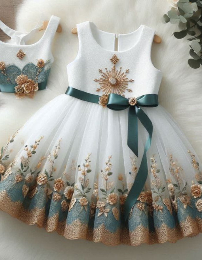 Dora White gradient Frock