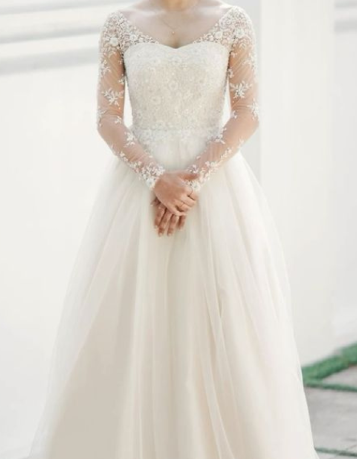 Elegant Lace Long-Sleeve A-Line Wedding Dress