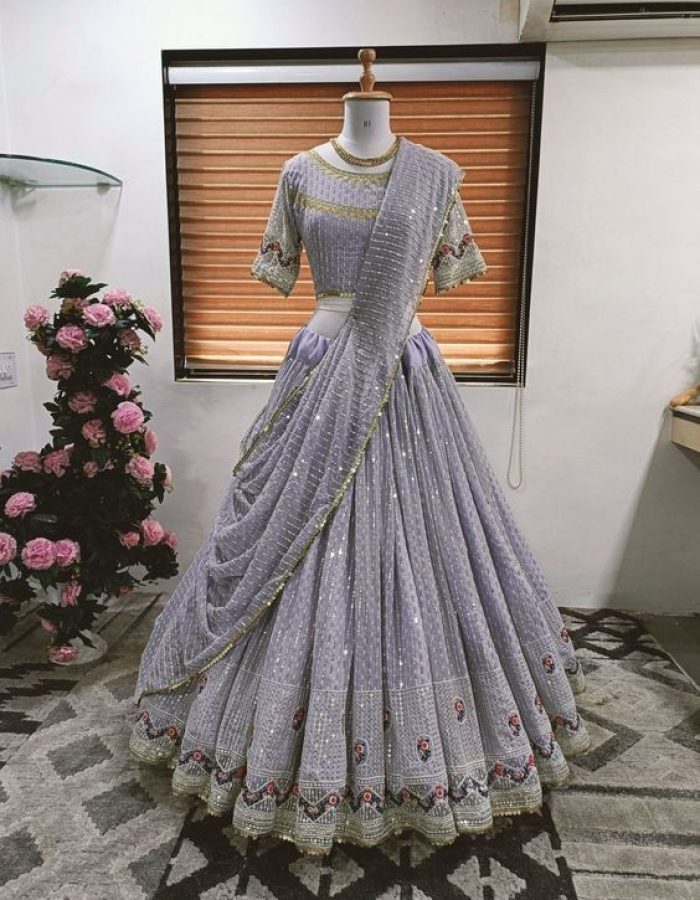 Elegant Sequence Ash Lehenga